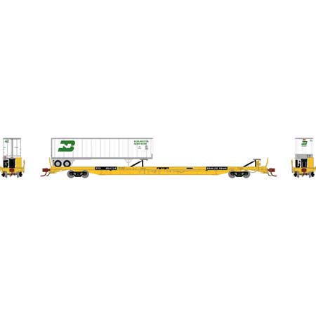 Athearn Genesis  N Scale F89-F Flat w/Trailer, TTX/Yellow #154714 - Fusion Scale Hobbies