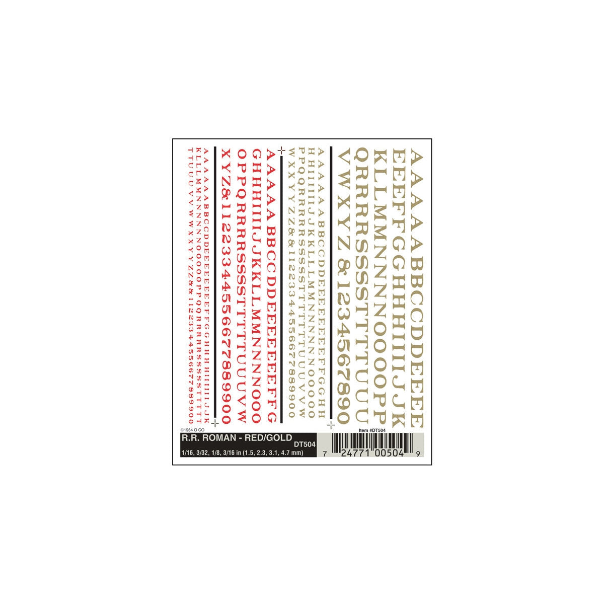 Woodland Scenics RR Roman Letters/red&gold