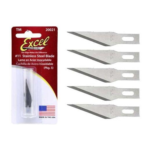 Hobby Knife Blade Replacements EXL-20021 #11 Stainless Steel Blades (5)