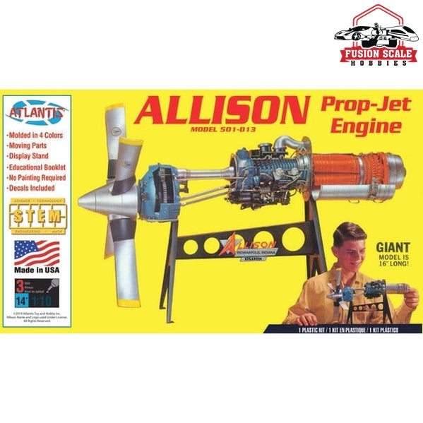 Atlantis Models Allison 501-D13 Prop Jet Aircraft Engine Plastic Model Kit - Fusion Scale Hobbies