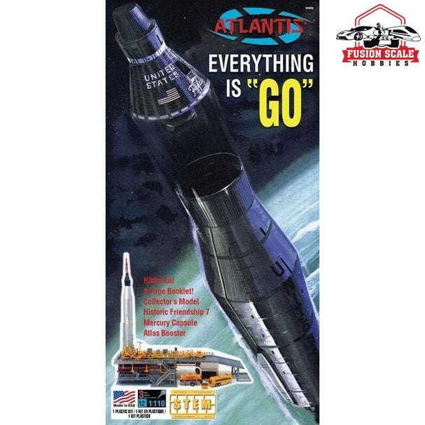 Atlantis Models Atlas Rocket with John Glenn Mercury Capsule Plastic Model Kit - Fusion Scale Hobbies
