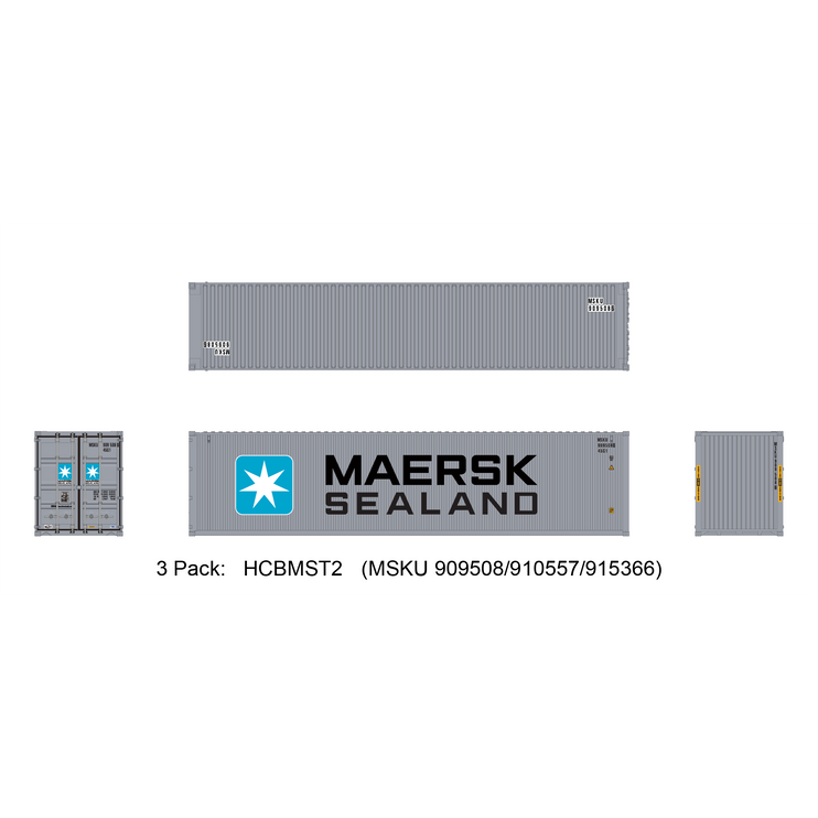 Aurora Miniatures HO 40ft Containers 3 Pack Maersk Sealand #2 (MSKU 909508/910557/915366) - Fusion Scale Hobbies