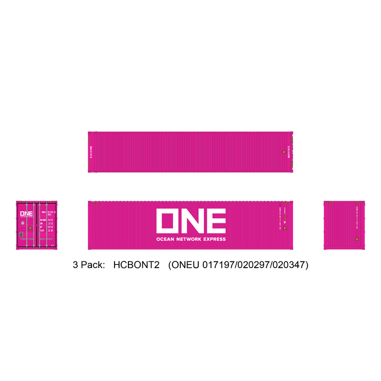 Aurora Miniatures HO 40ft Containers 3 Pack ONE Magenta #2 (ONEU 017197/020297/020347) - Fusion Scale Hobbies