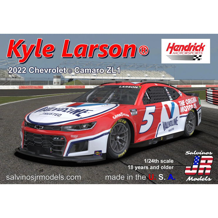 Salvinos JR Models Hendrick Motorsports 2022 Chevrolet Camaro Kyle Larson #5 Valvoline Livery