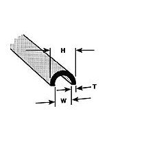 Plastruct Gray Butyrate Half Round Profile - 1/4" (6.4mm) O.D. - 1/8" (3.2mm) I.D. -1/16" (1.6mm) Wall -(4 per pack)