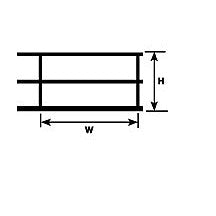 Plastruct Gray ABS Hand Rail - O gauge - 29/32" (23.0mm) x 1-1/2" (38.1mm) x 24" (600mm) Length (1 per pack)