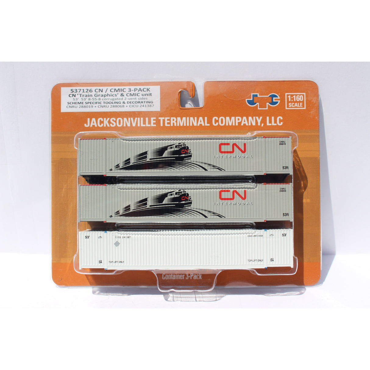 Jacksonville Terminal Company N CN Intermodal 53' High Cube Container 3pk