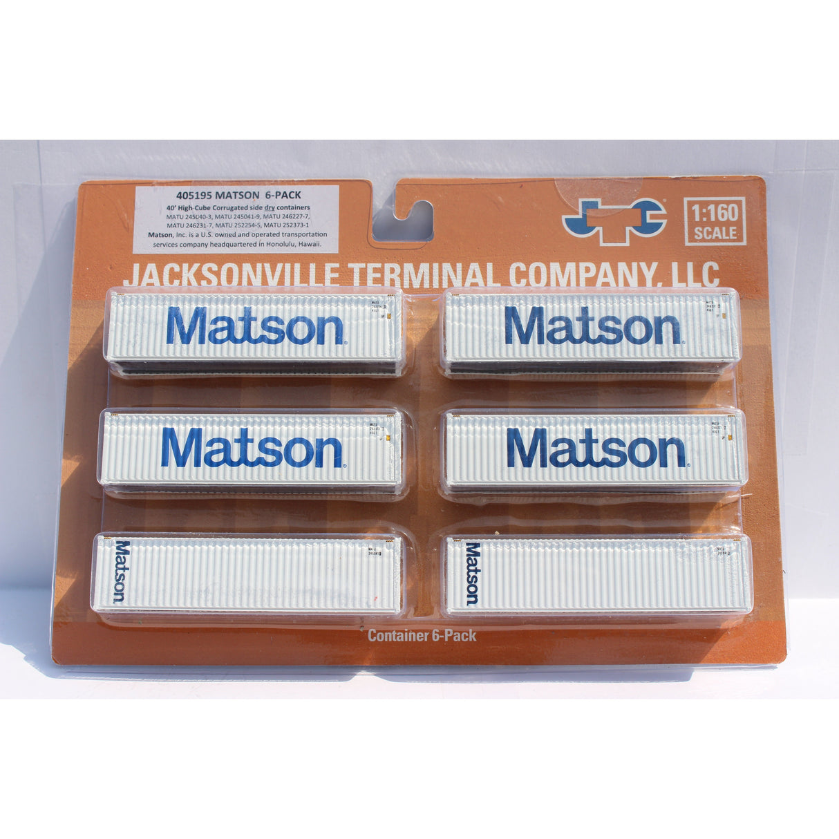 Jacksonville Terminal Company N Matson 40' High Cube Container 6pk