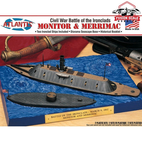 Atlantis Models Monitor and Merrimac/Virginia Plastic Model kit Set - Fusion Scale Hobbies