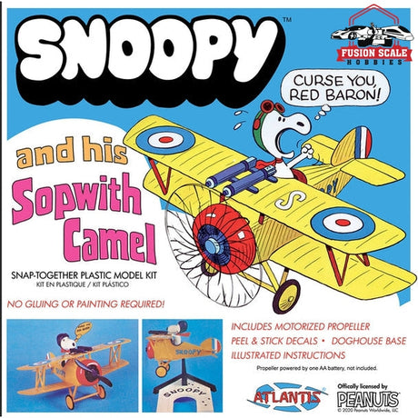 Atlantis Models Snoopy and his Sopwith Camel with Motor SNAP - Fusion Scale Hobbies