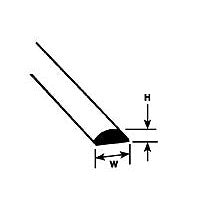 Plastruct 5/32" Polystyrene Half Round 10" Length (5 per pack)