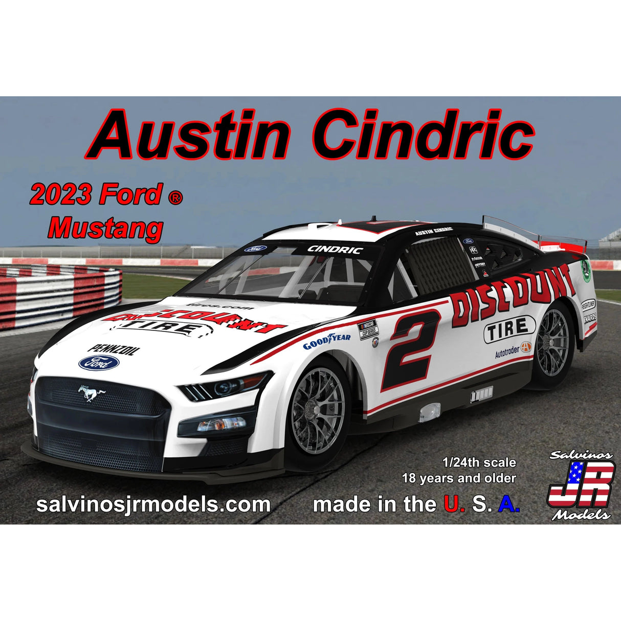 Salvinos Jr Models Team Penske, Austin Cindric, ALL NEW- 2023 body, Ford Mustang "Discount Tire"