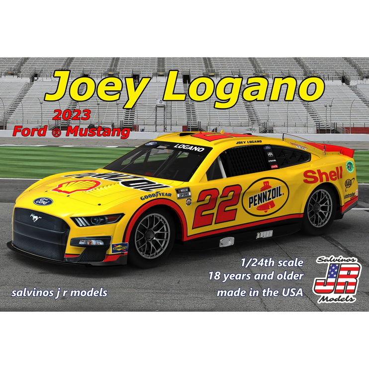 Salvinos Jr Models Team Penske, Joey Logano, ALL NEW- 2023 body, Ford Mustang "Shell-Pennzoil"