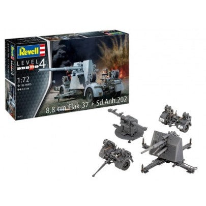 Revell 1/72 8,8cm Flak 37 Gun & SdAnh202 Trailer