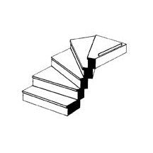 Plastruct O gauge Custom Right Turn Staircase 1" Length (1 per pack)