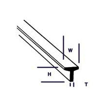 Plastruct 1/16" Polystyrene Tee  (.062" or 1.6mm) 10" Length (10 per pack)