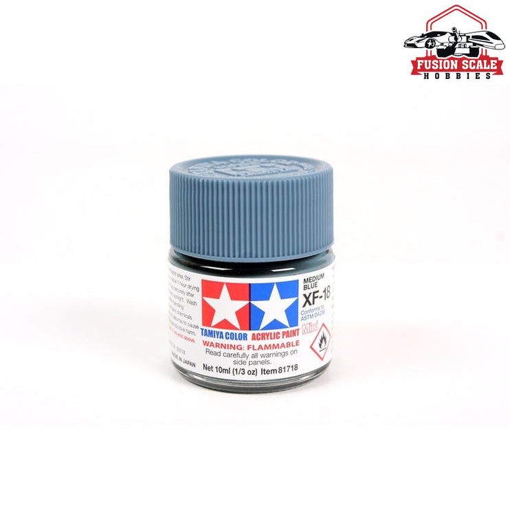 Tamiya Acrylic Mini XF-18 Medium Blue 10ml Bottle Model Parts Warehouse