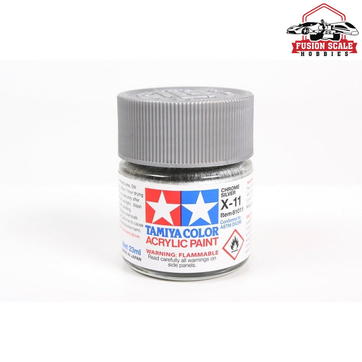 Tamiya Acrylic X-11 Chrome Silver 23ml Bottle Model Parts Warehouse