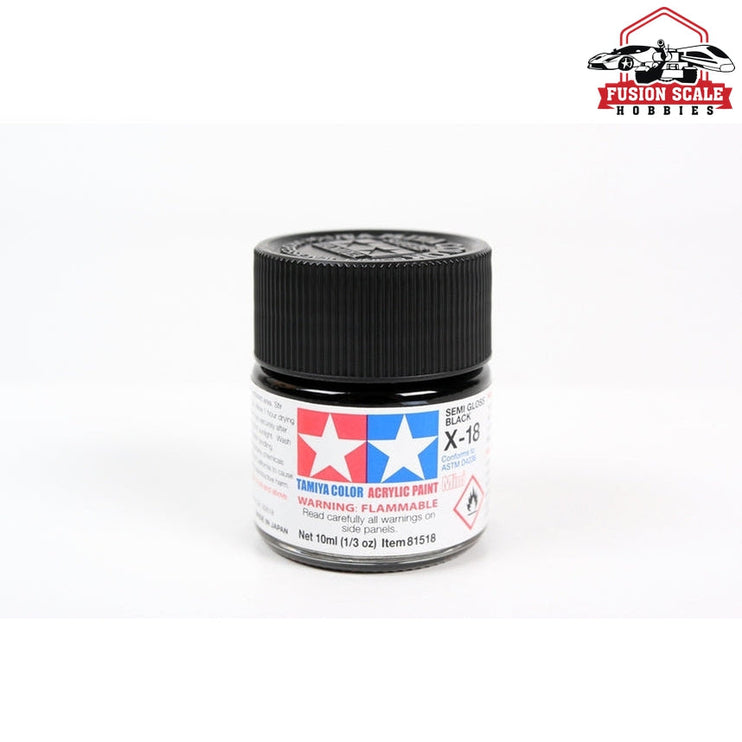 Tamiya Acrylic X-18 Semi Gloss Black 10ml Bottle Model Parts Warehouse