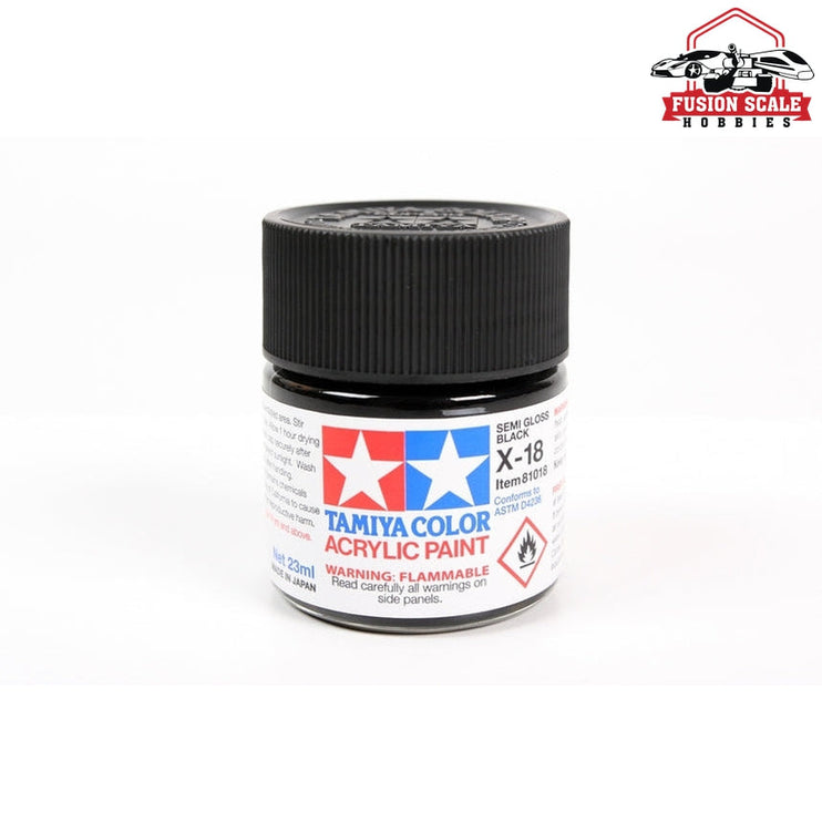 Tamiya Acrylic X-18 Semi Gloss Black 23ml Bottle Model Parts Warehouse