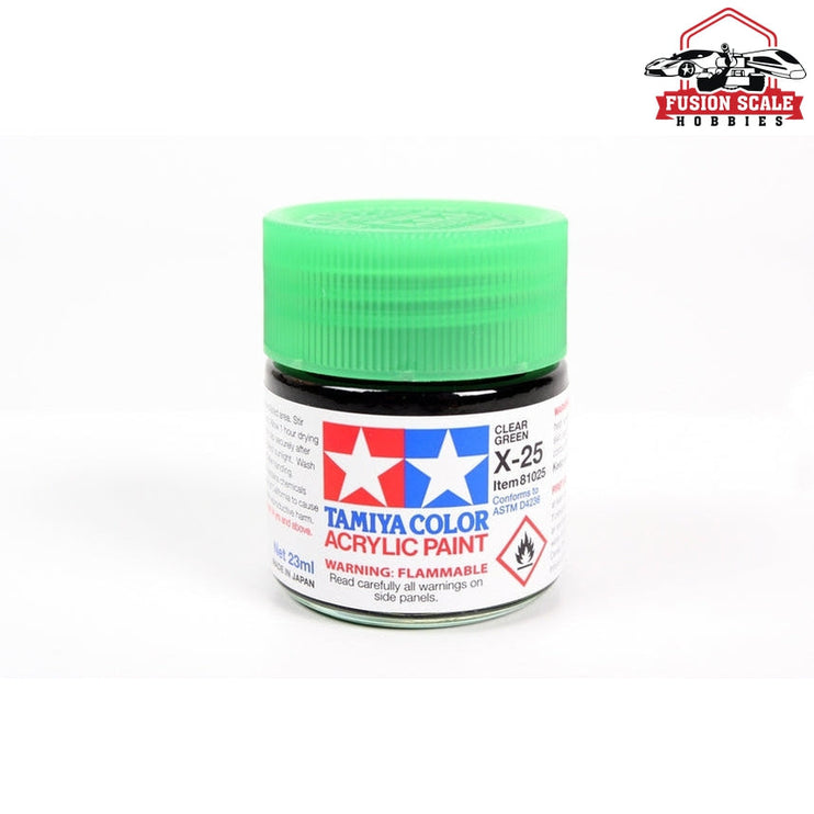 Tamiya Acrylic X-25 Clear Green 23ml Bottle Model Parts Warehouse