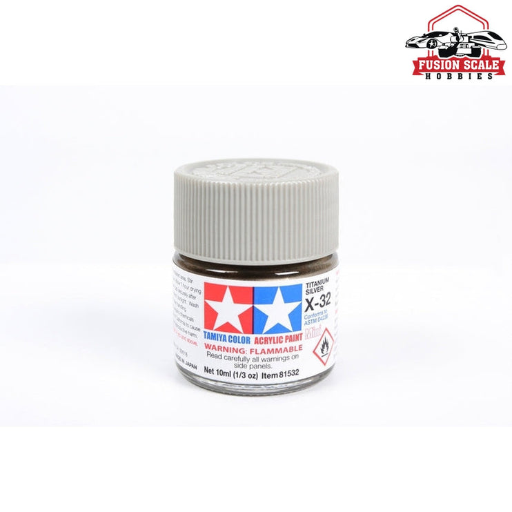 Tamiya Acrylic X-32 Titanium Silver 10ml Bottle Model Parts Warehouse