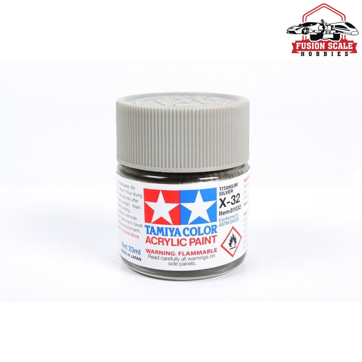 Tamiya Acrylic X-32 Titanium Silver 23ml Bottle Model Parts Warehouse