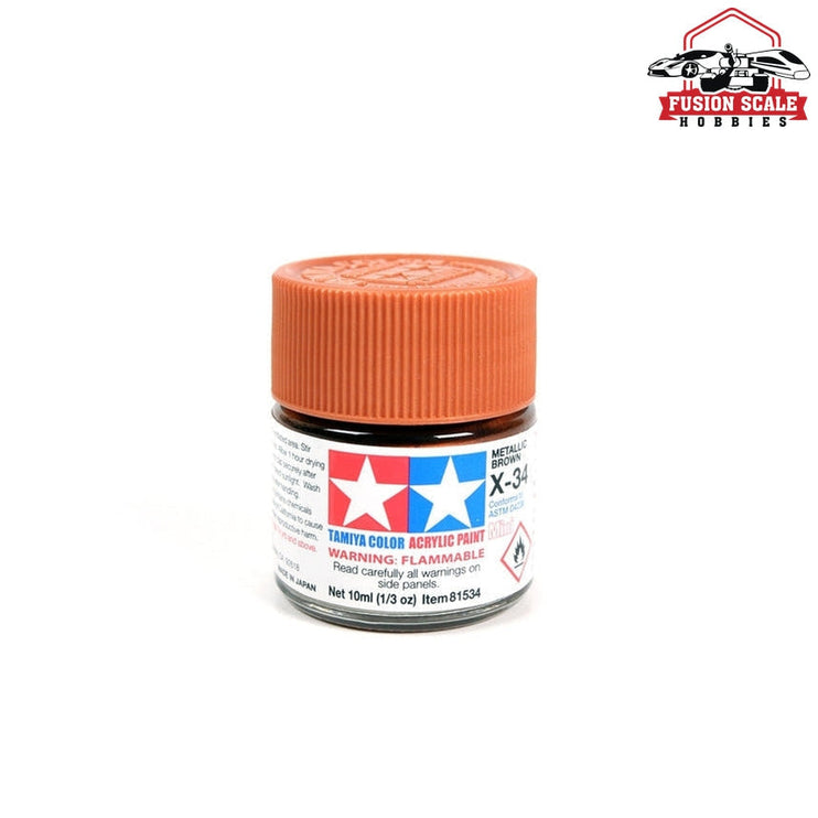 Tamiya Acrylic X-34 Metallic Brown 10ml Bottle Model Parts Warehouse