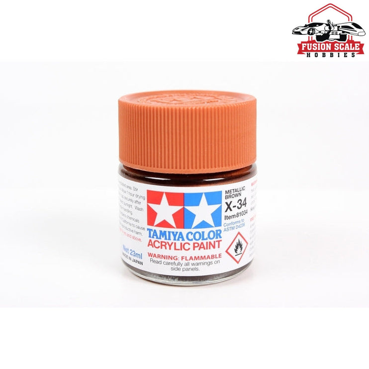 Tamiya Acrylic X-34 Metallic Brown 23ml Bottle Model Parts Warehouse