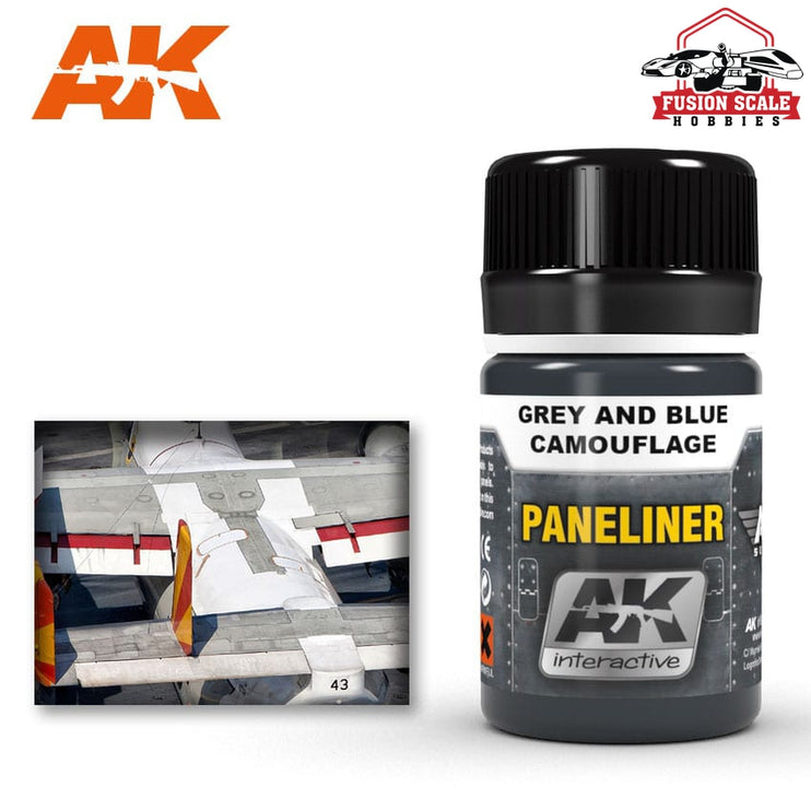 AK Interactive Air Series Panel Liner Grey & Blue Camouflage Enamel Paint 35ml Bottle - Fusion Scale Hobbies