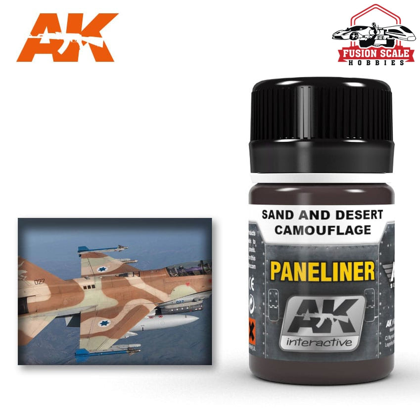AK Interactive Air Series Panel Liner Sand & Desert Camouflage Enamel Paint 35ml Bottle - Fusion Scale Hobbies
