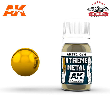 AK Interactive Xtreme Metal Gold Metallic Paint 30ml Bottle - Fusion Scale Hobbies