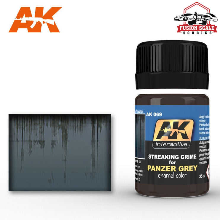 AK Interactive Panzer Grey Streaking Grime Enamel Paint 35ml Bottle - Fusion Scale Hobbies