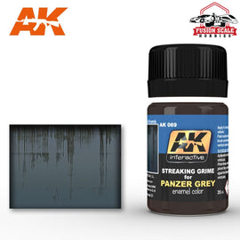 AK Interactive Panzer Grey Streaking Grime Enamel Paint 35ml Bottle - Fusion Scale Hobbies