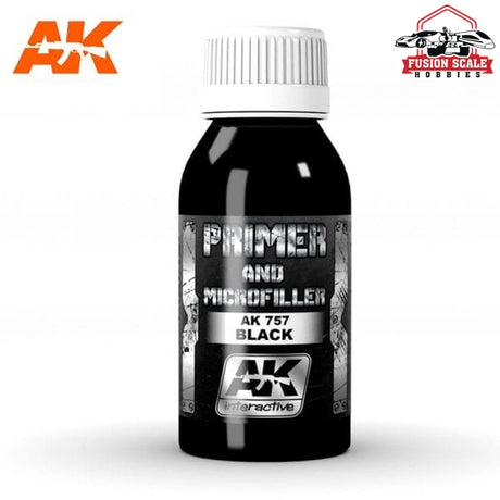 AK Interactive Black Primer & Microfiller 100ml Bottle - Fusion Scale Hobbies