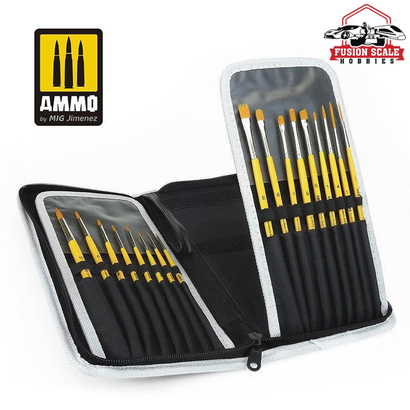 Ammo Mig Jimenez Paint Brush Arsenal Organizer & Full Brush Set - Fusion Scale Hobbies