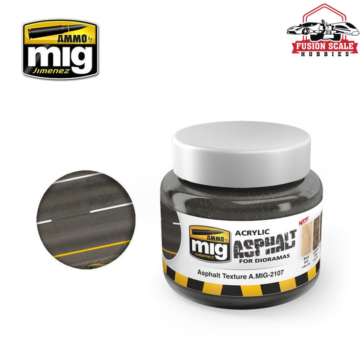 Ammo Mig Jimenez Acrylic Asphalt Ground Texture 250ml Jar AMIG2107 - Fusion Scale Hobbies