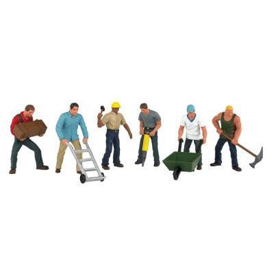 HO Scenescapes Construction Workers (6) w/Accessories - Fusion Scale Hobbies