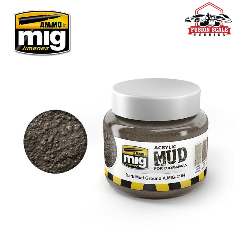 Ammo Mig Jimenez Dark Mud Ground Acrylic Mud 250ml Jar AMIG2104 - Fusion Scale Hobbies