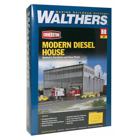 Walthers Cornerstone HO Scale Modern Diesel House Kit 3 Stall