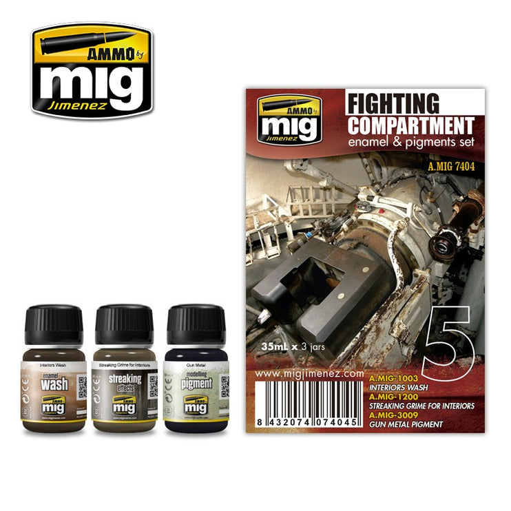 Ammo Mig Jimenez Fighting Compartment Enamel Weathering Paint Set AMIG7404 - Fusion Scale Hobbies