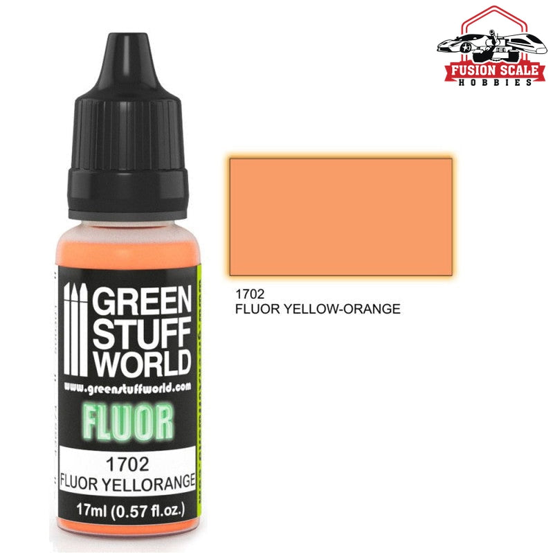 Green Stuff World Fluorescent Yellow Orange Paint GSW1702 - Fusion Scale Hobbies
