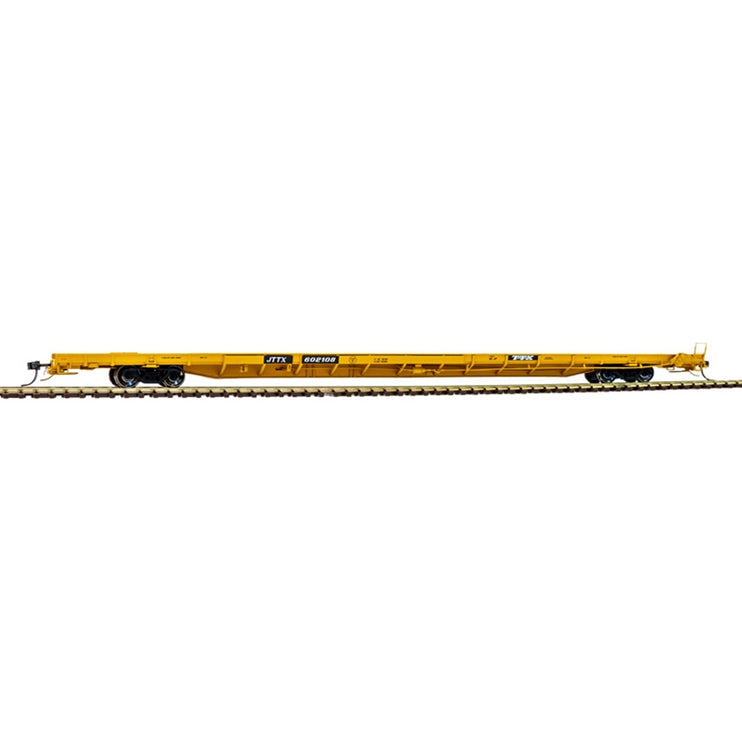 Atlas HO Scale ACF 89' F89-J Flatcar with Deck Risers Ready to Run JTTX 601395 (2000s yellow, black)