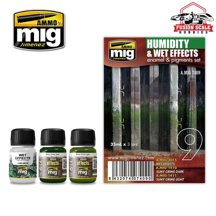 Ammo Mig Jimenez Humidity and Wet Effects Enamel Weathering Paint Set AMIG7409 - Fusion Scale Hobbies