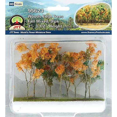 JTT Woods Edge Trees Fall Mixed 3'' to 3.5'' HO-scale 9/pk