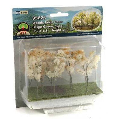 JTT Woods Edge Trees Beige Green 3'' to 3.5'' HO-scale 9/pk