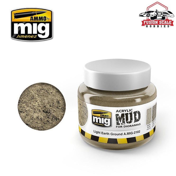 Ammo Mig Jimenez Light Earth Ground Acrylic Mud 250ml Jar AMIG2102 - Fusion Scale Hobbies