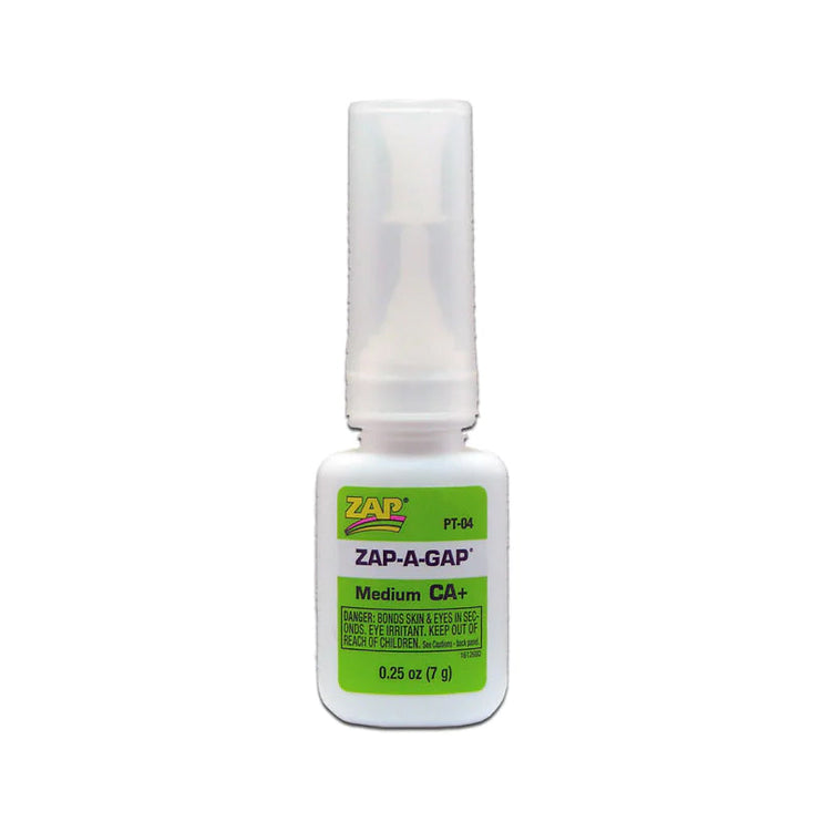 Zap-A-Gap CA+ Glue 1/4oz Green Bottle