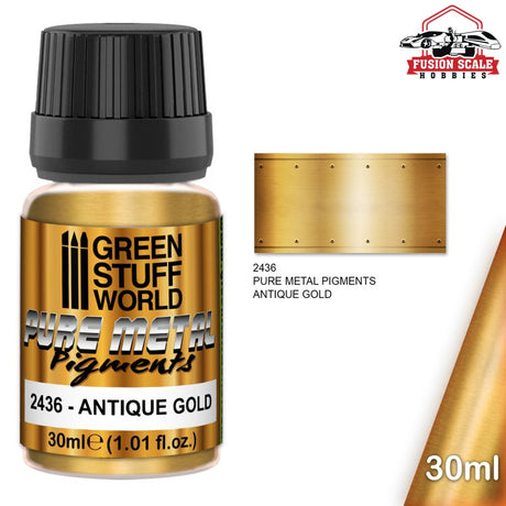 Green Stuff World Pure Metal Antique Gold Pigment 30ml GSW2436 - Fusion Scale Hobbies