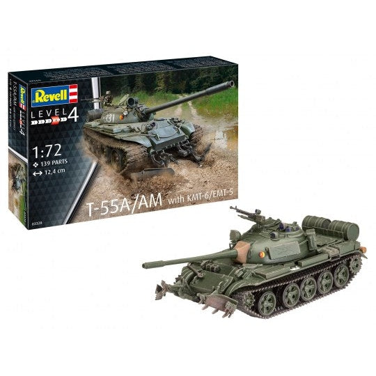 Revell 1/72 T55A/AM Main Battle Tank w/KMT6/EMT5 Mine Plow